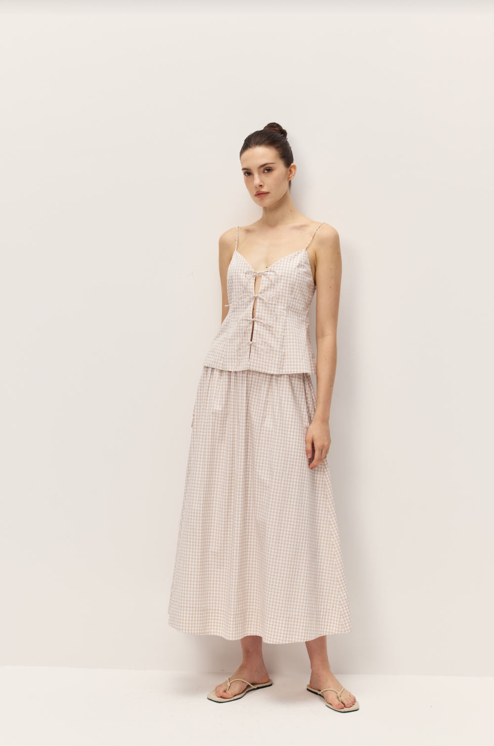 Elodie Vionnet Taupe Gingham Top | Tank Top | Coco Kimono