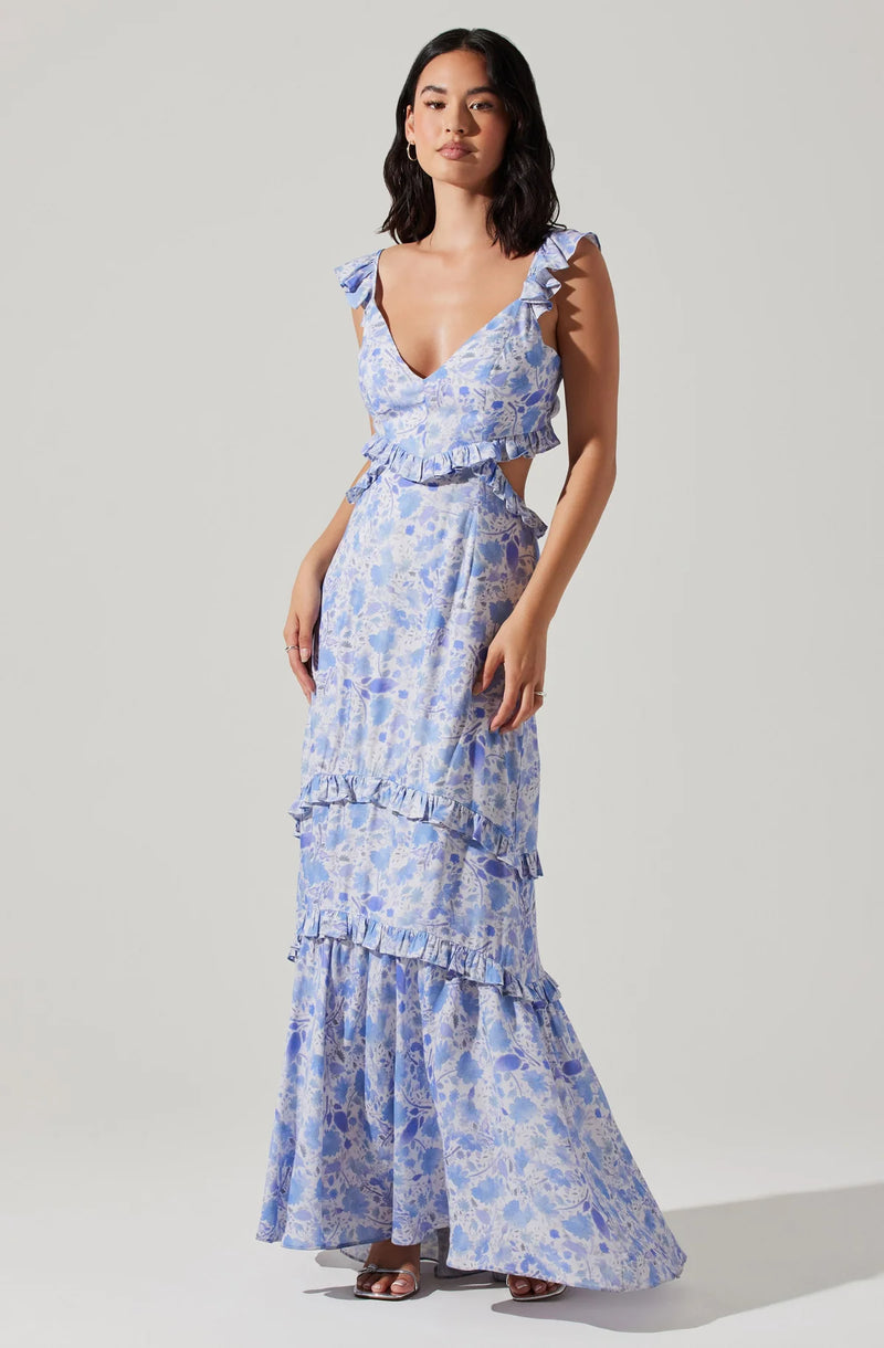 FINAL SALE ASTR the Label | Cassis Dress | Blue Floral