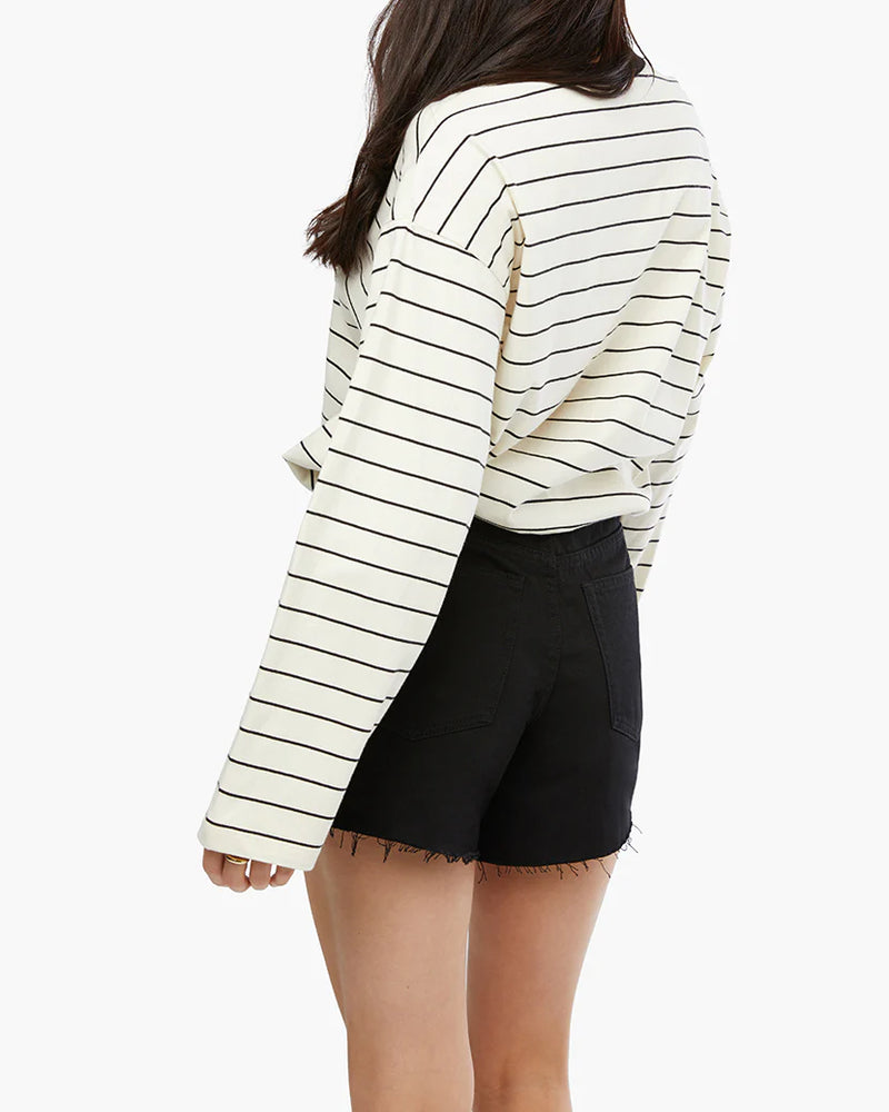 WeWoreWhat | Long Sleeve Boxy Shirt | Black & Antique White