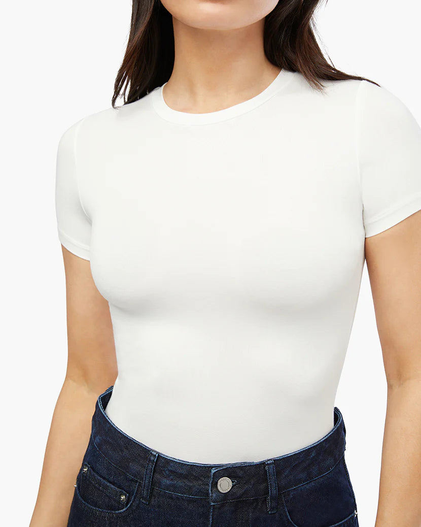 FINAL SALE WeWoreWhat | Fitted Crew Neck Top | White