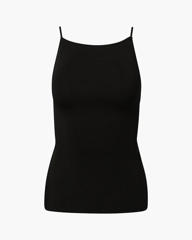 WeWoreWhat | High Straight Neck Top | Black