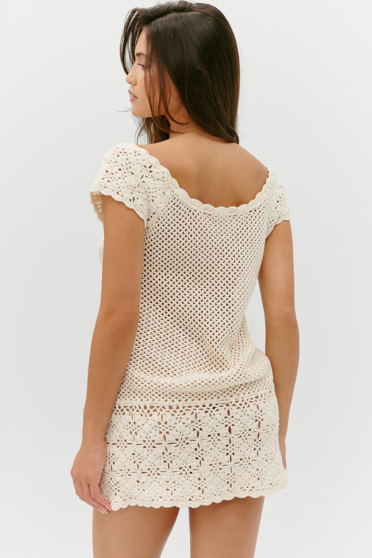 Frankies Bikinis Moss Crochet Mini Dress