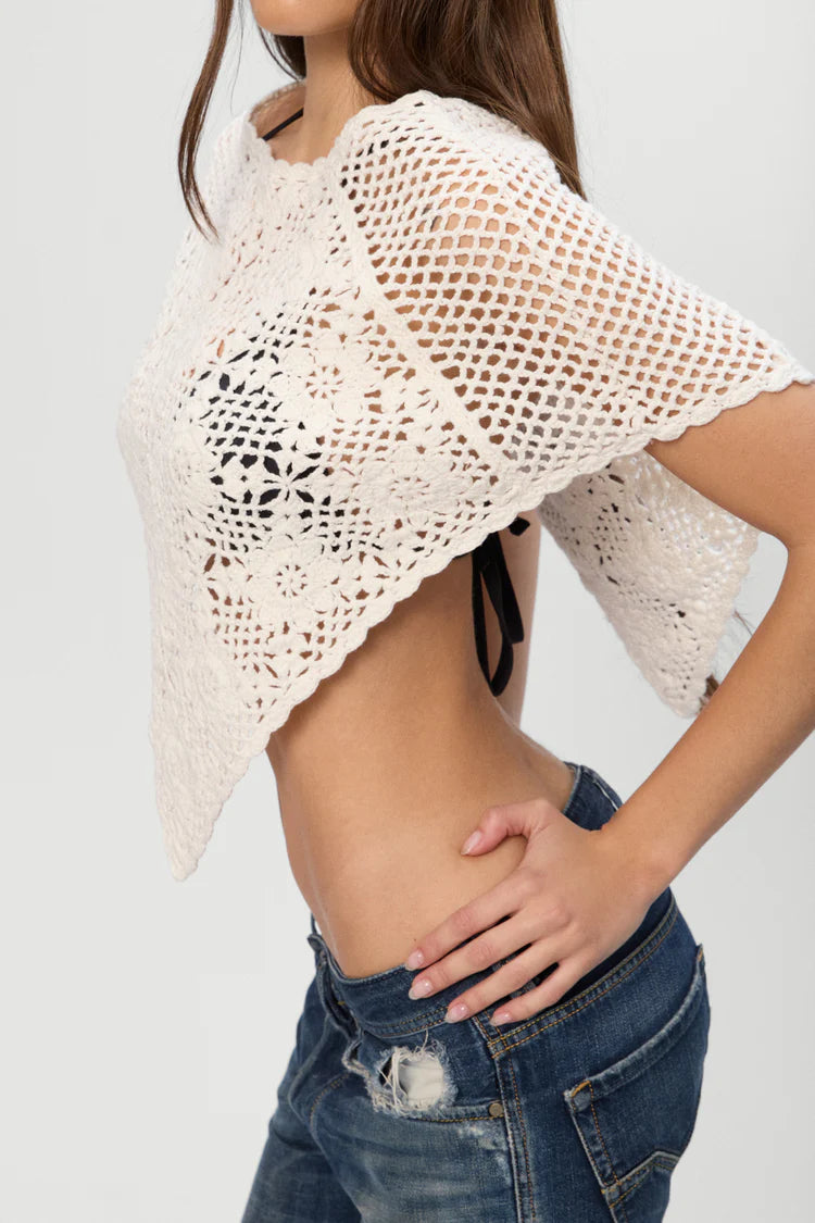 side view Frankies Bikinis Sophie Crochet Poncho