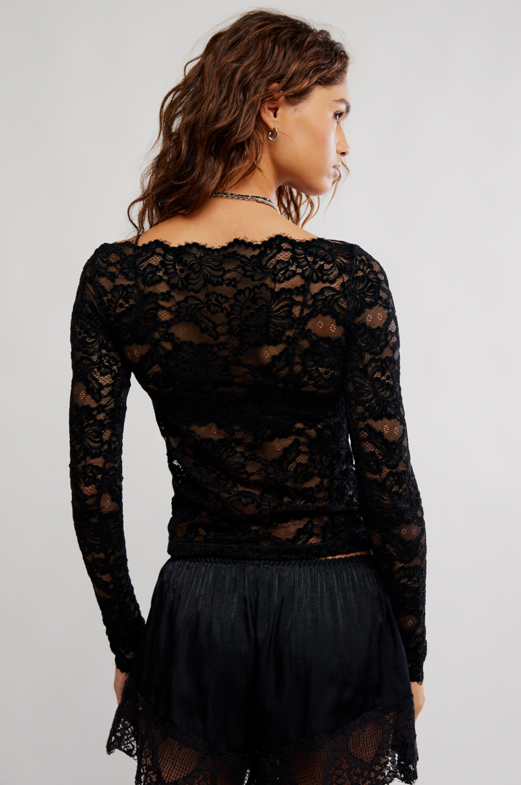 Free People Raising Eyebrows Black Top