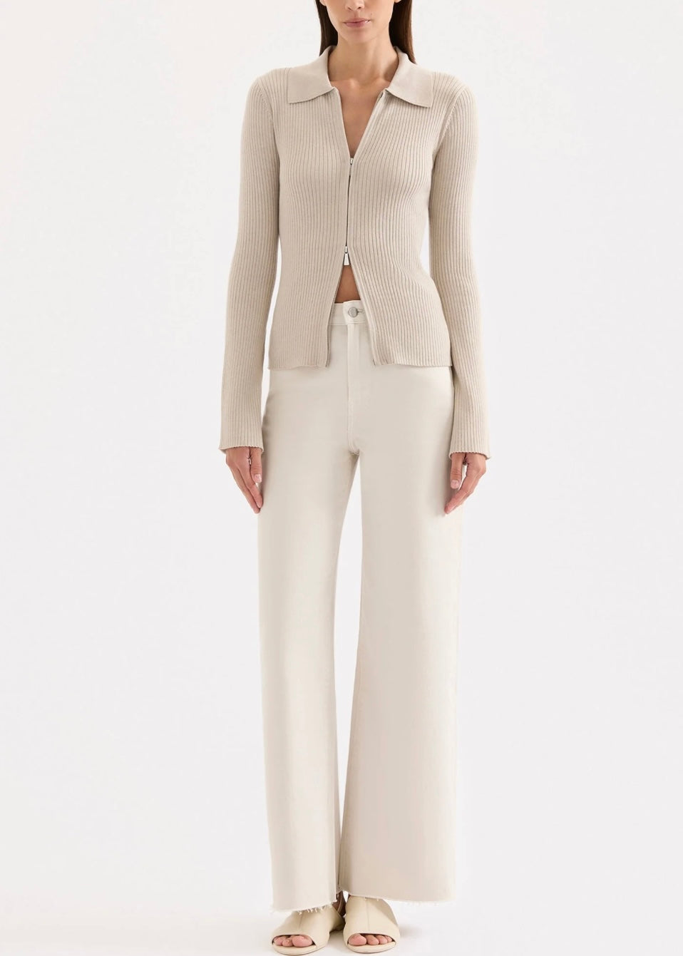 Betina Zip Front Knit Mink