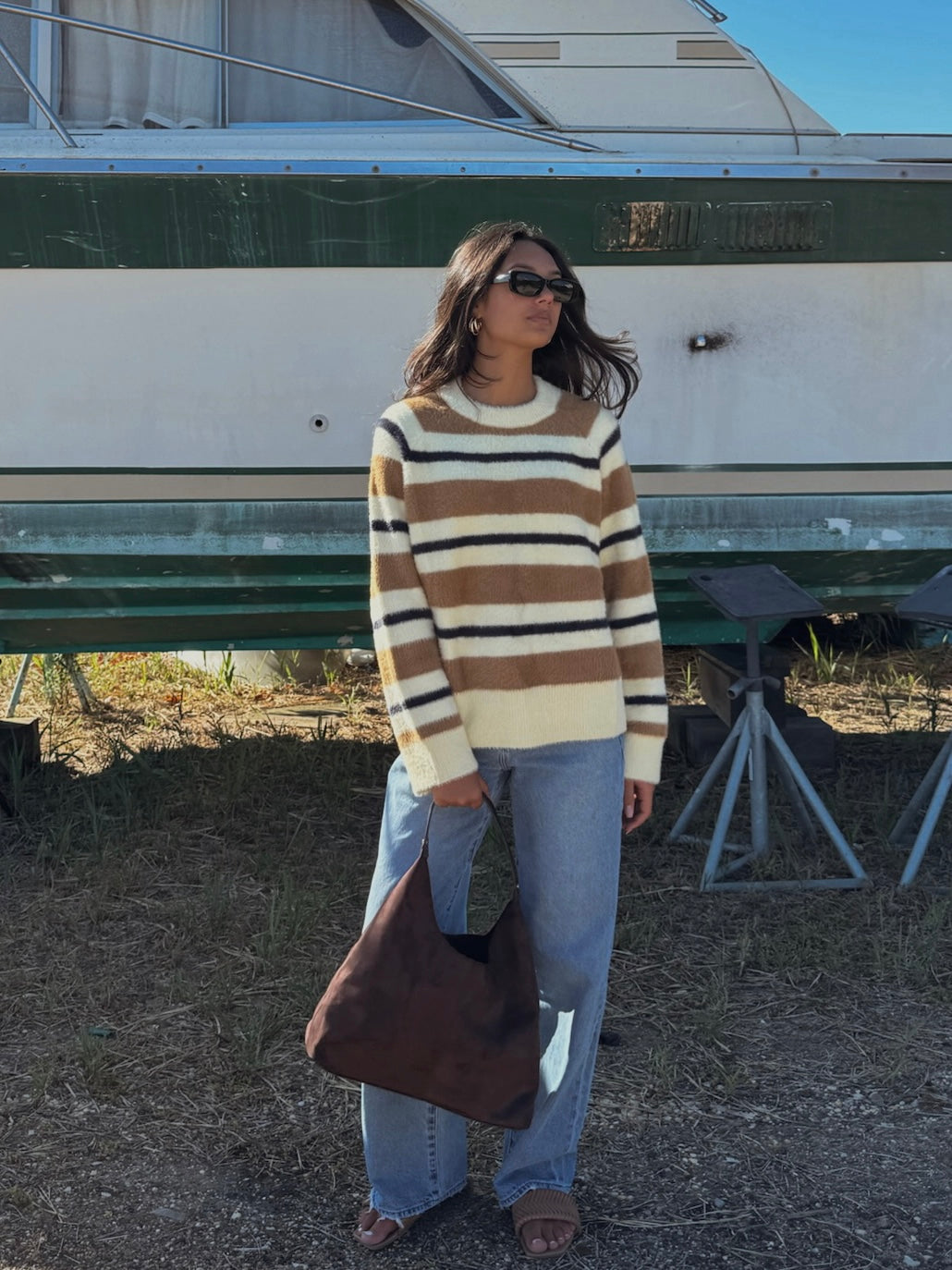 Tammy Shoulder Bag Chocolate Suede