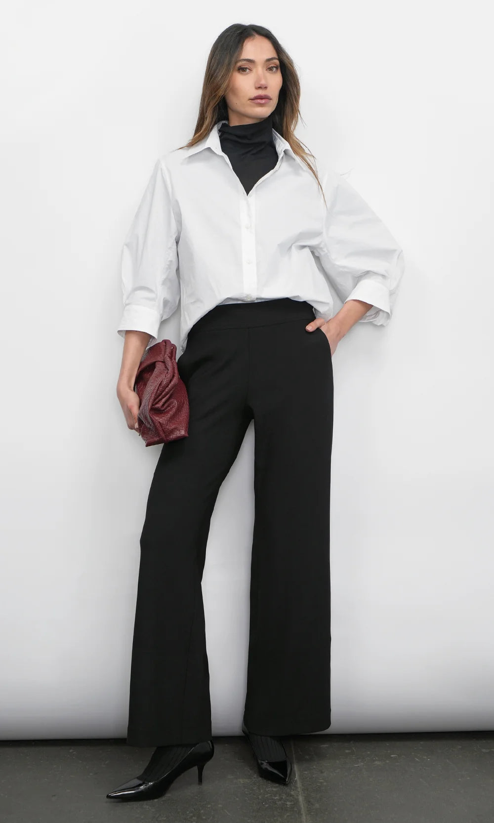 Greylin Thea Oversized Latern Sleeve Blouse White