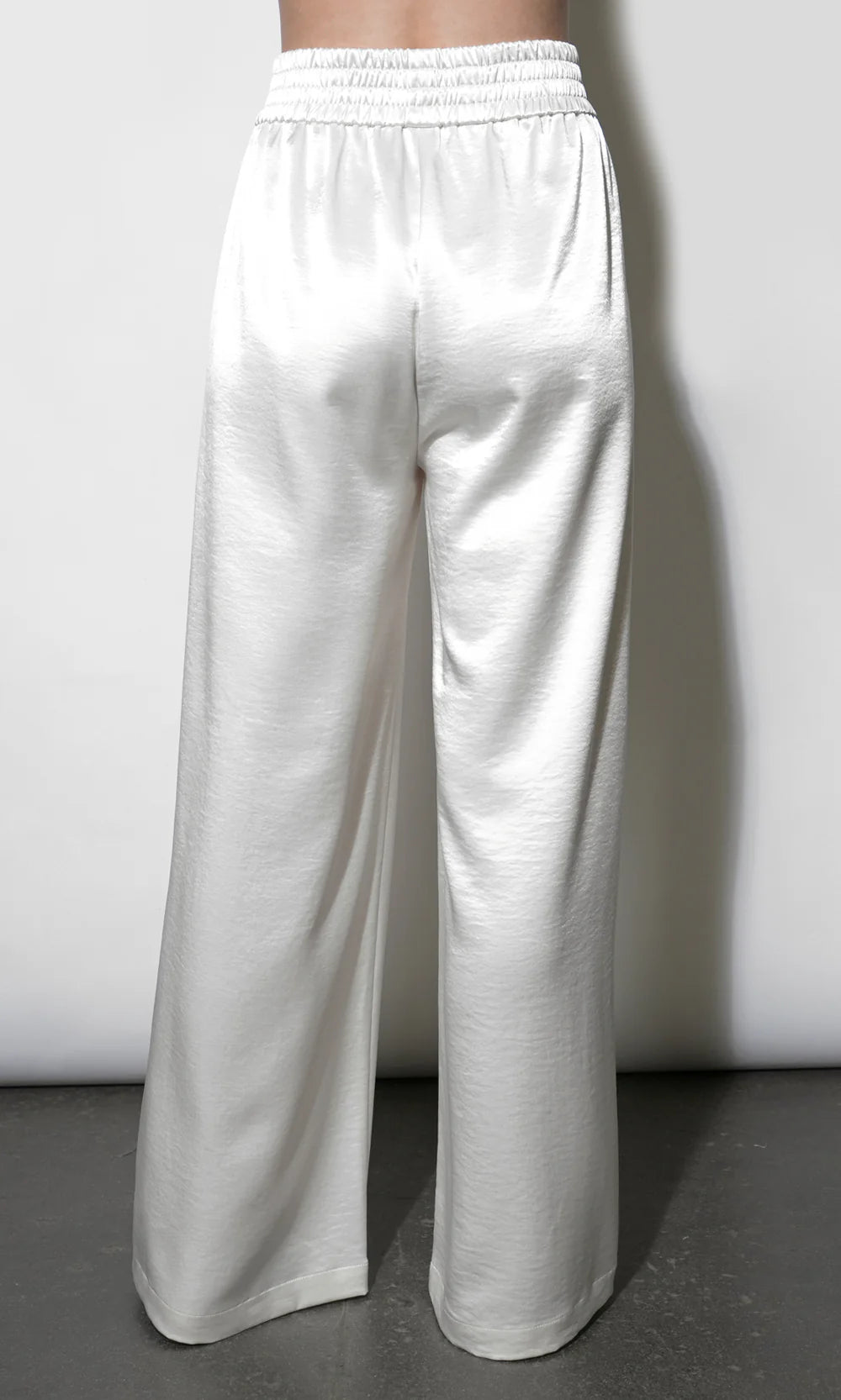 Greylin Cora Easy Ivory Satin Wide Leg Pants