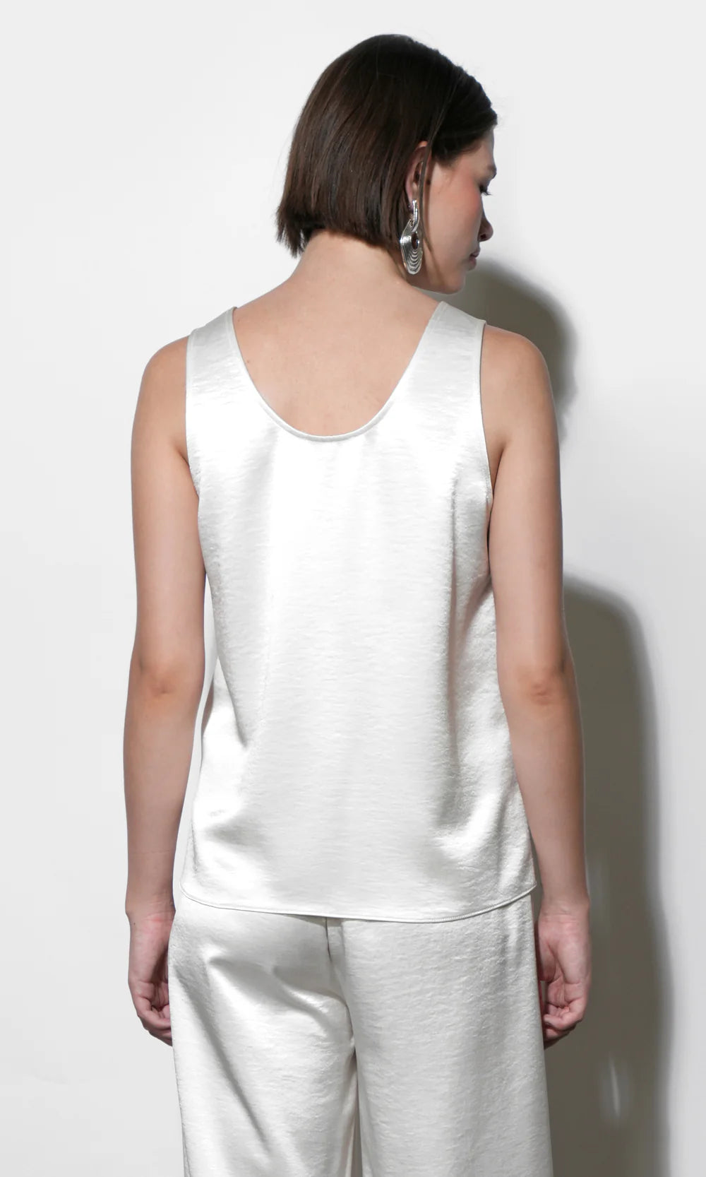 Greylin Ariana Easy Ivory Satin Sleeveless Top