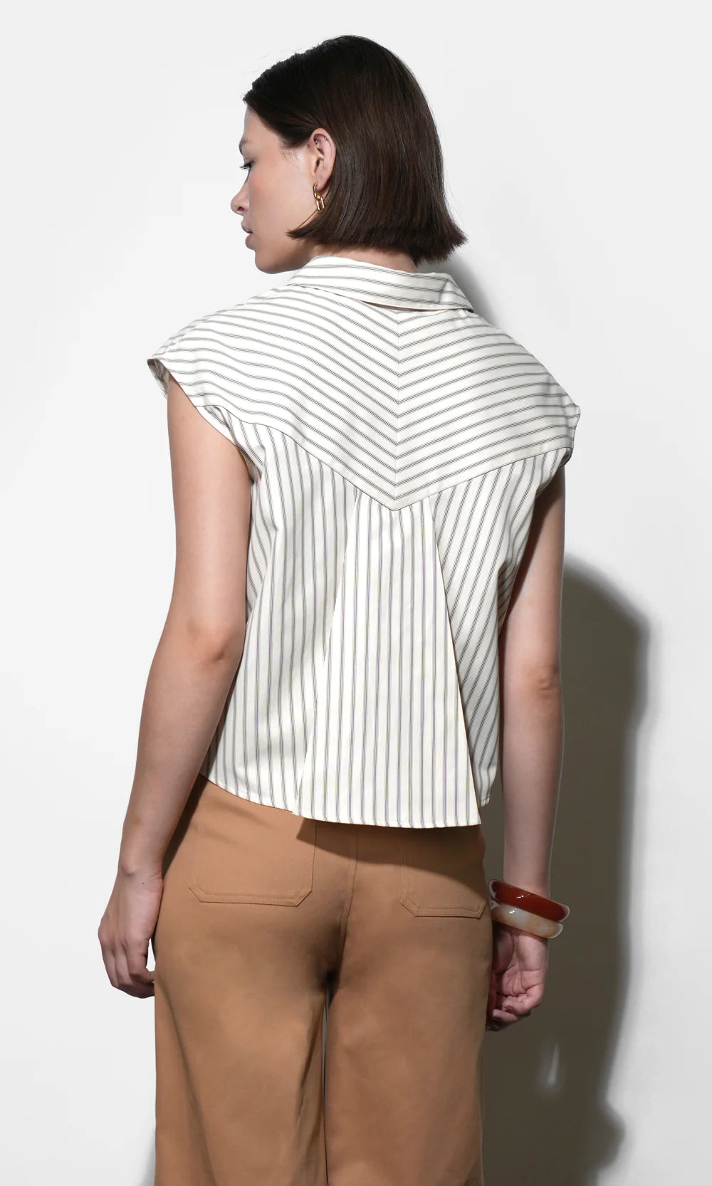 Greylin Everly Dolman Stripe Cream Shirt Elastic Hem