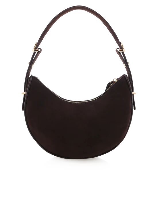 Halo Shoulder Bag Chocolate Suede