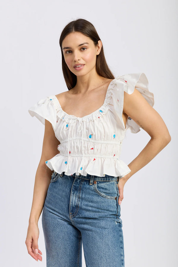 En Saison | Nellie Top | White Pink