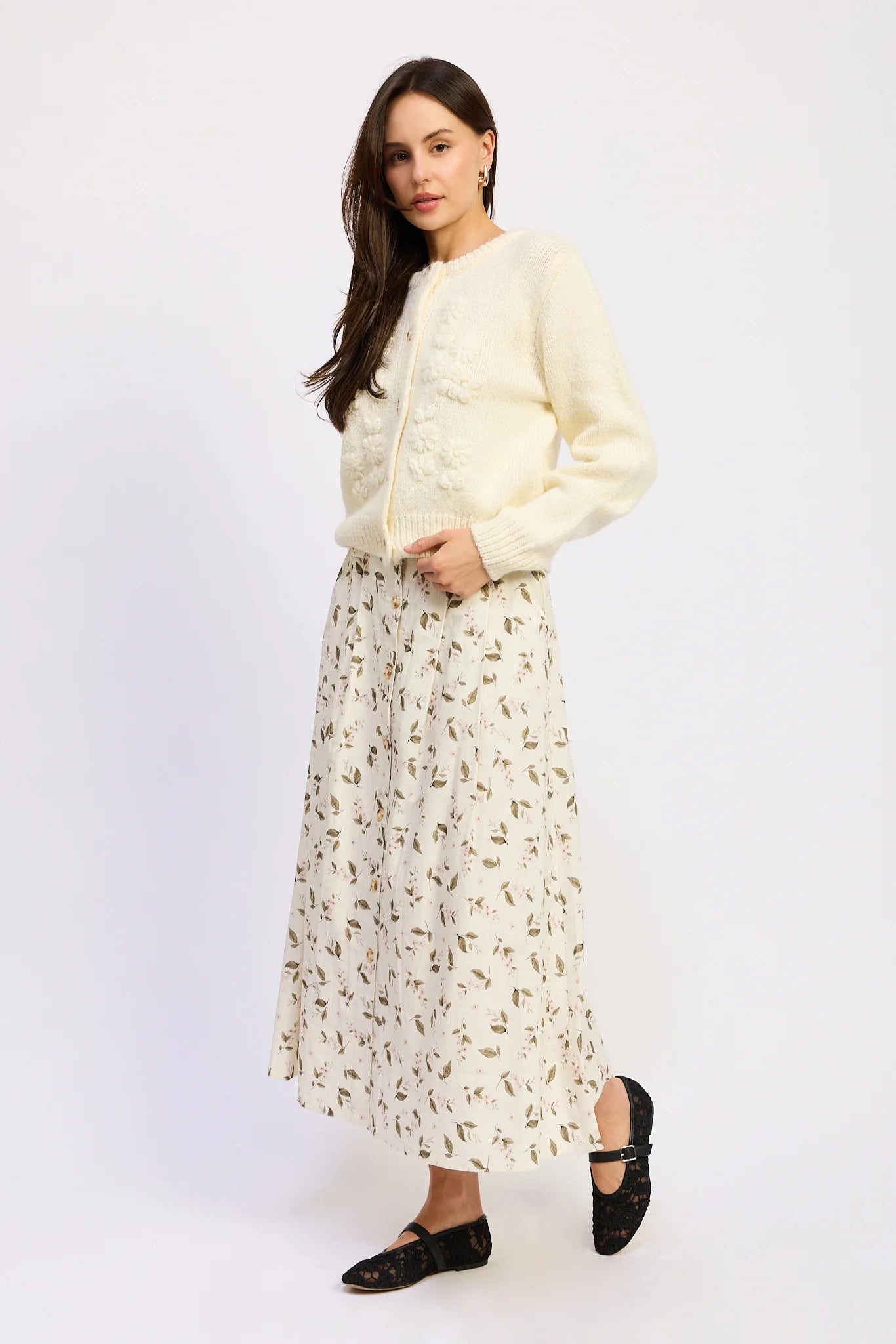 En Saison Hannah Cream Cardigan