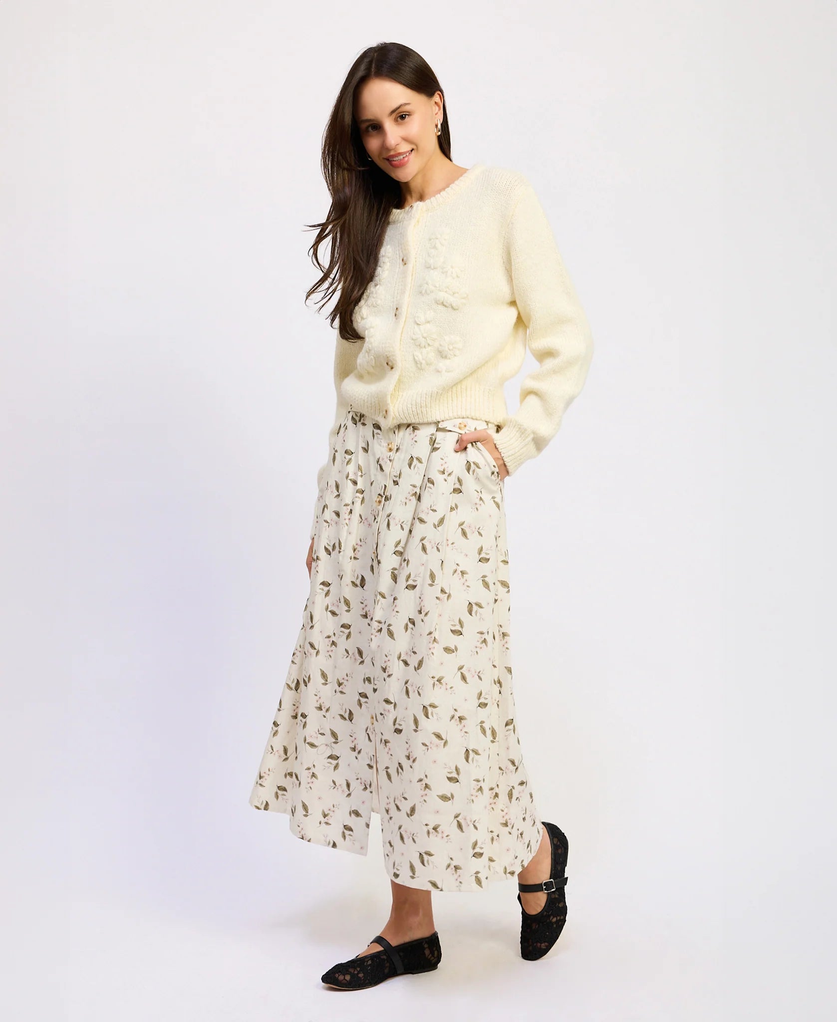 En Saison Hannah Cream Cardigan