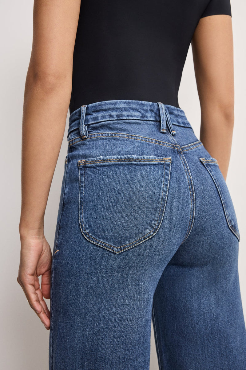 Good American | Soft-Tech Good Waist Cropped Palazzo Jeans Indigo737