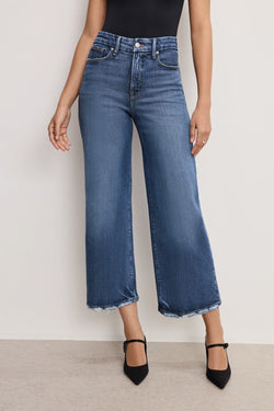 Good American | Soft-Tech Good Waist Cropped Palazzo Jeans Indigo737