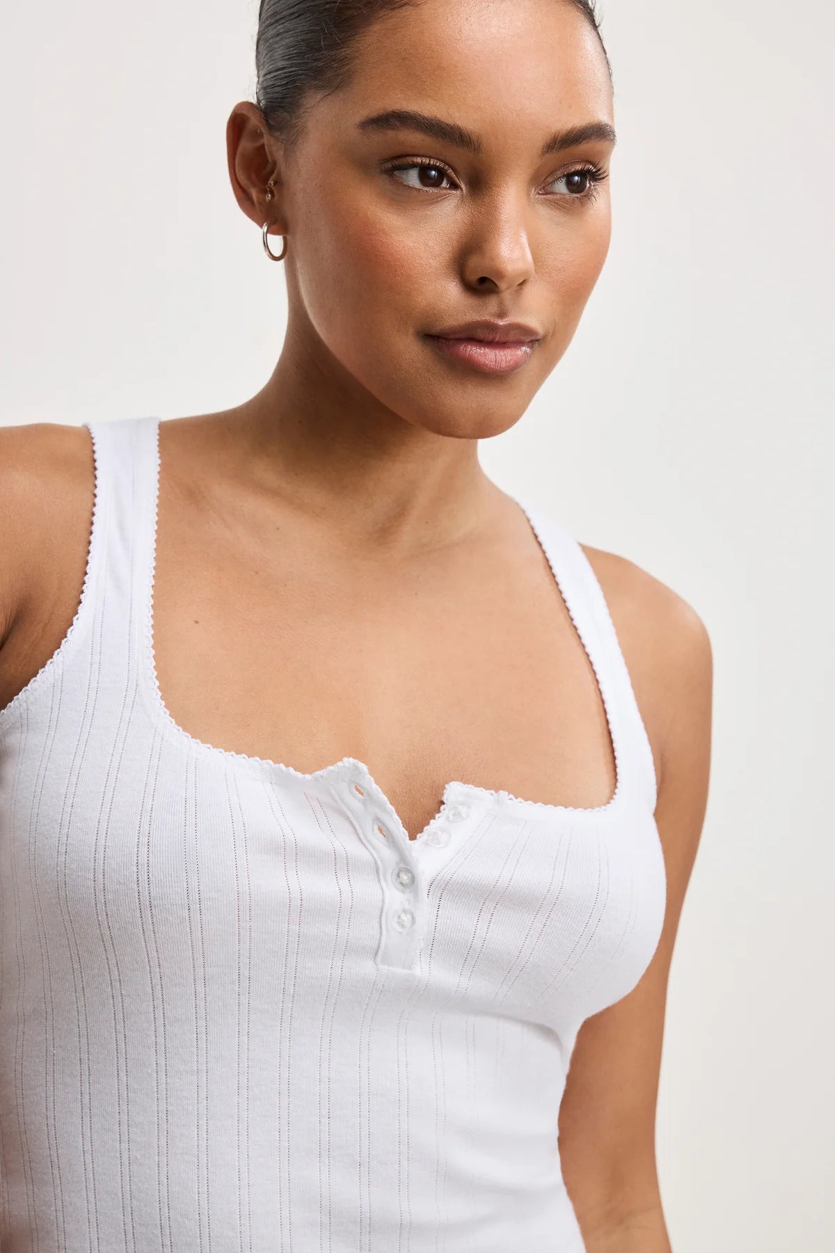 Pointelle Henley Tank Top