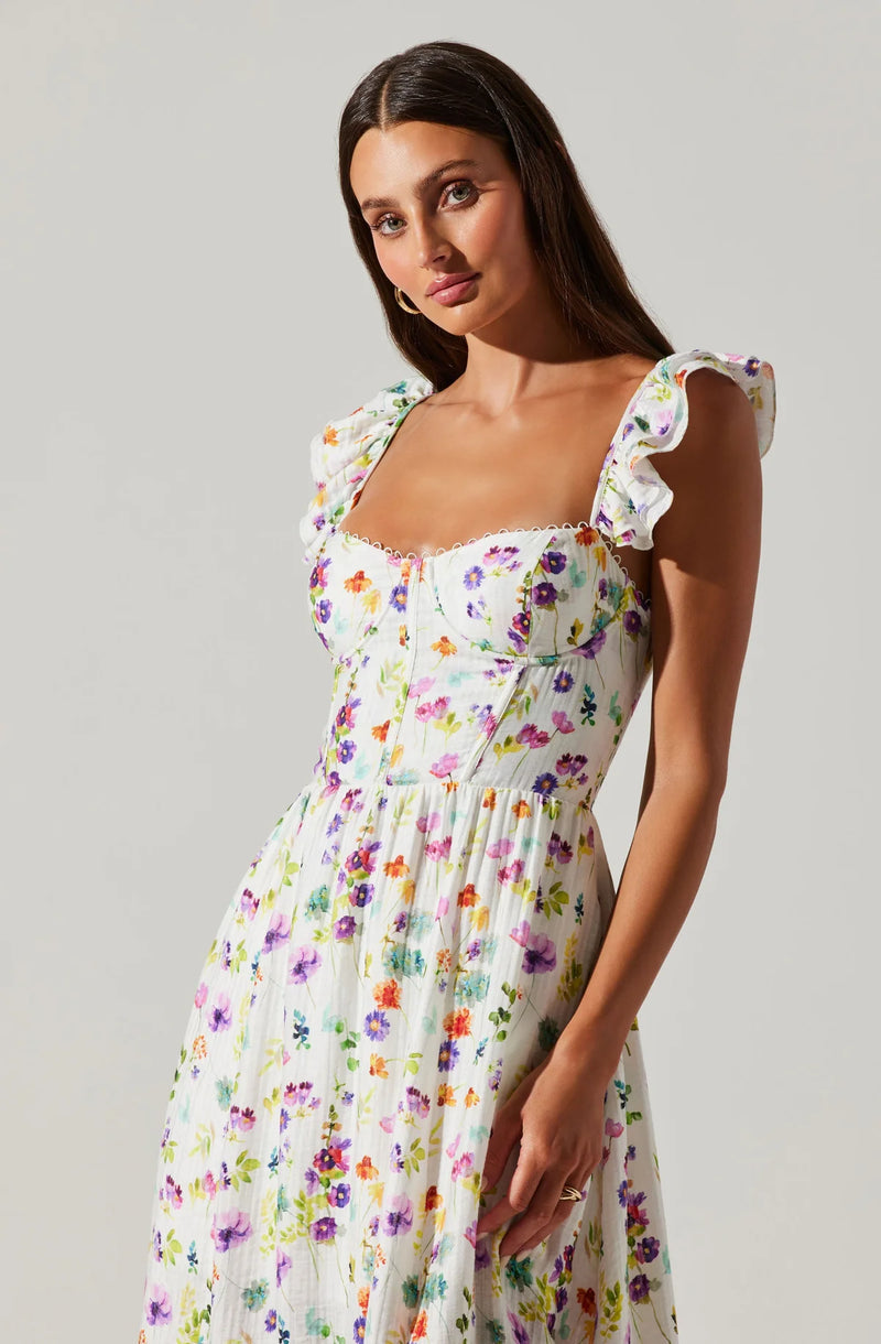 ASTR the Label | Wedelia Dress | Cream Purple Floral