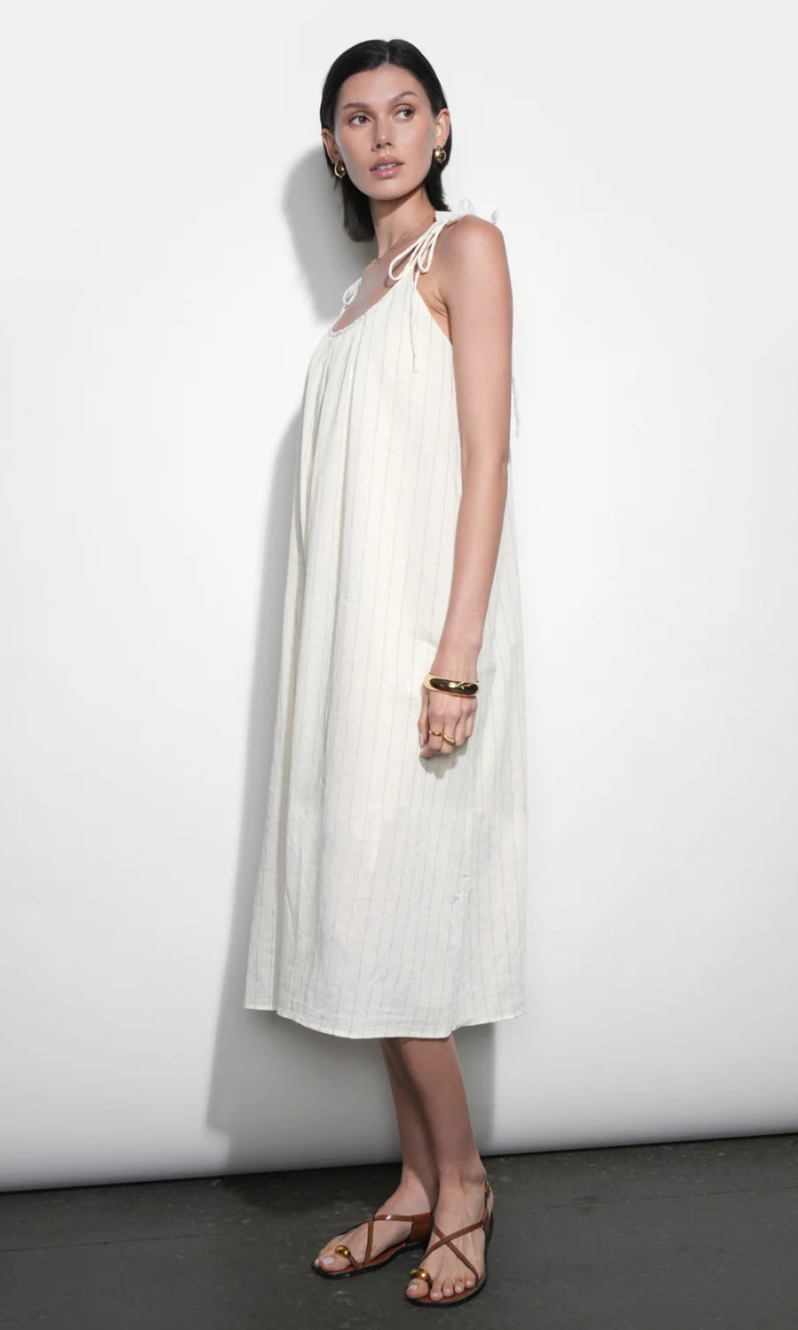 Pauline Ivory Striped Midi Dress