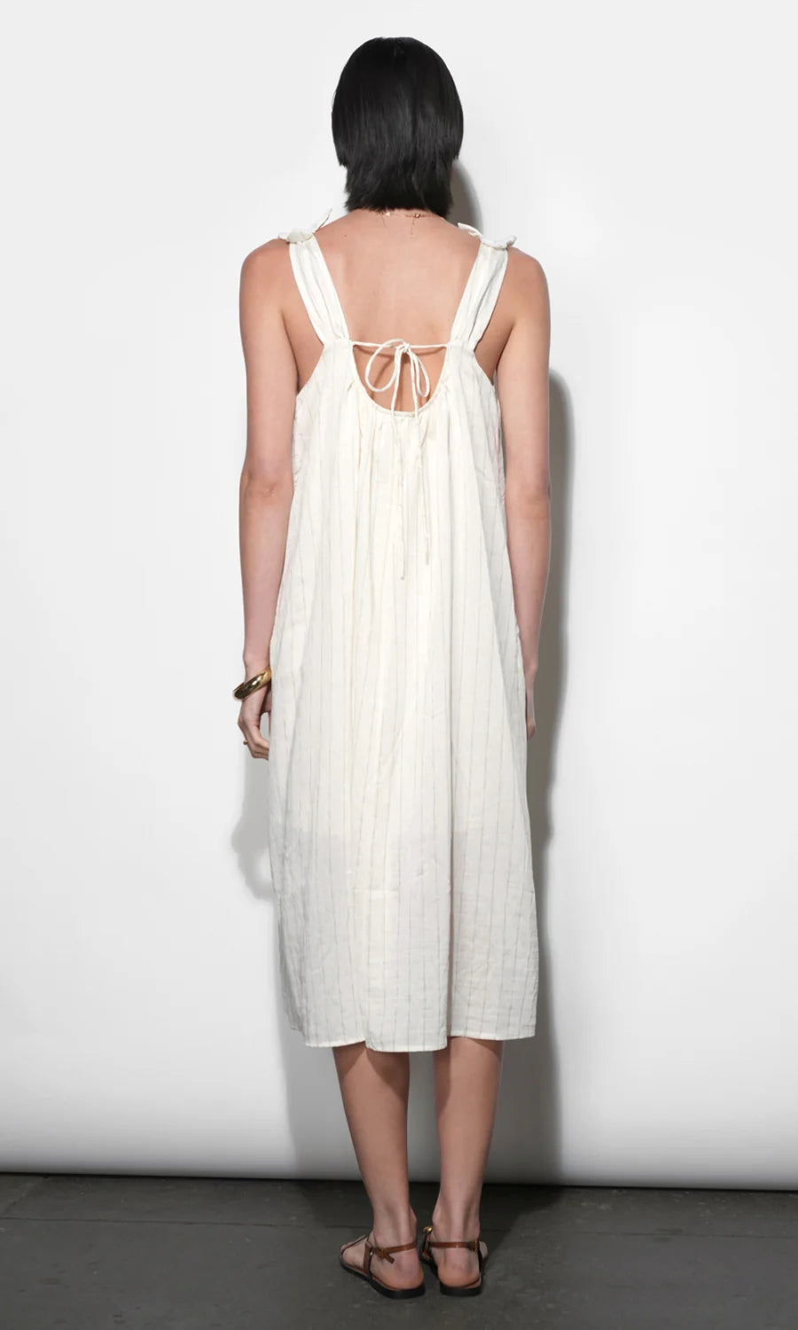 Pauline Ivory Striped Midi Dress
