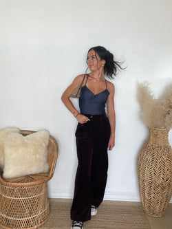 Zita Corduroy Wide Leg Pants | Aubergine FINAL SALE