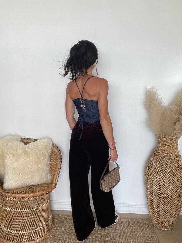 Zita Corduroy Wide Leg Pants | Aubergine FINAL SALE