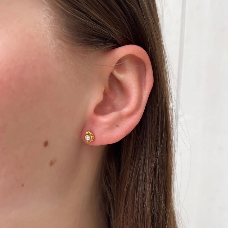 Pearl Moon Shell Stud Earrings