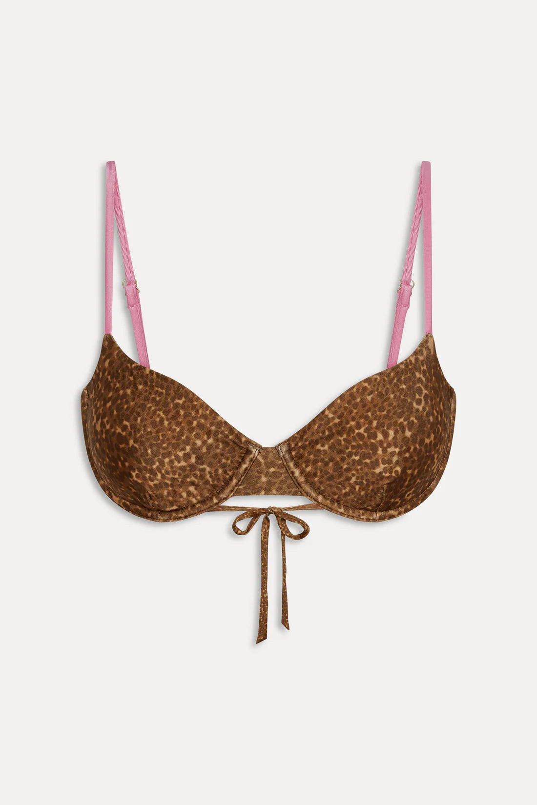 Frankie's Bikinis Ireland Satin Underwire Bikini Top Vintage Cheetah