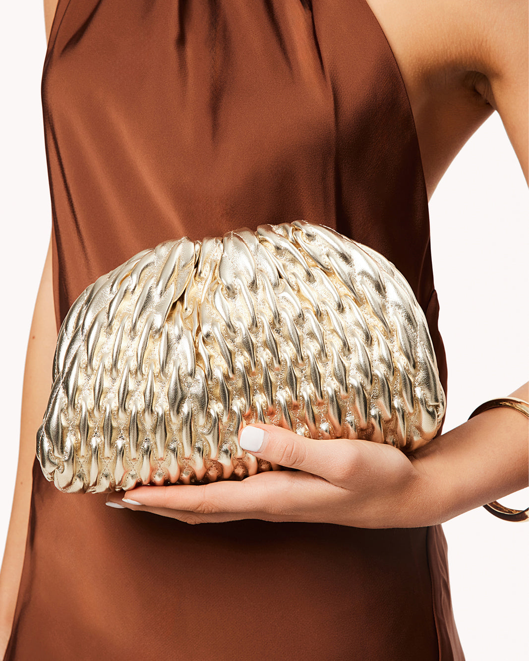Billini Lacey Gold Metallic Clutch for wedding guests