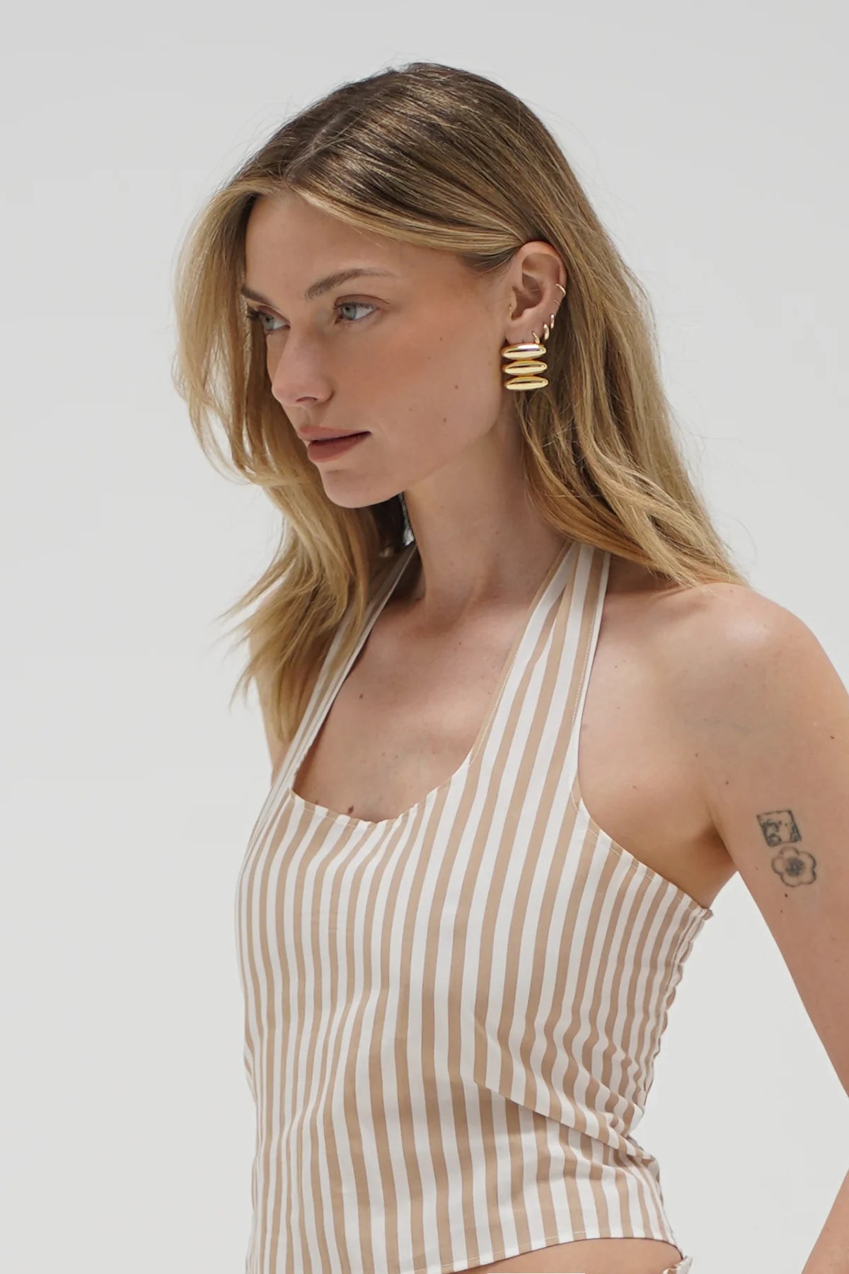 LNA Clothing Lir Halter Top Sandbar Stripe