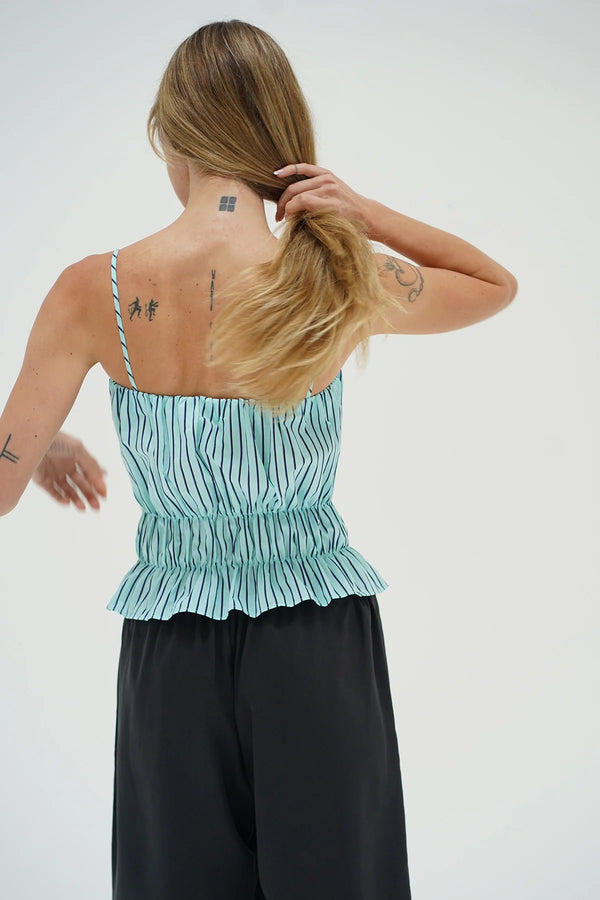 LNA | Pali Top | Teal Navy Stripe
