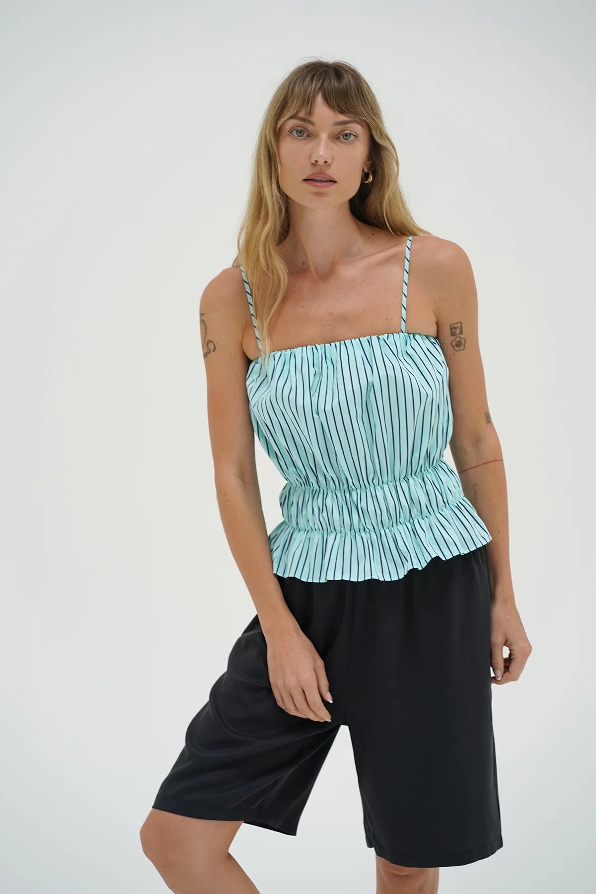 LNA | Pali Top | Teal Navy Stripe