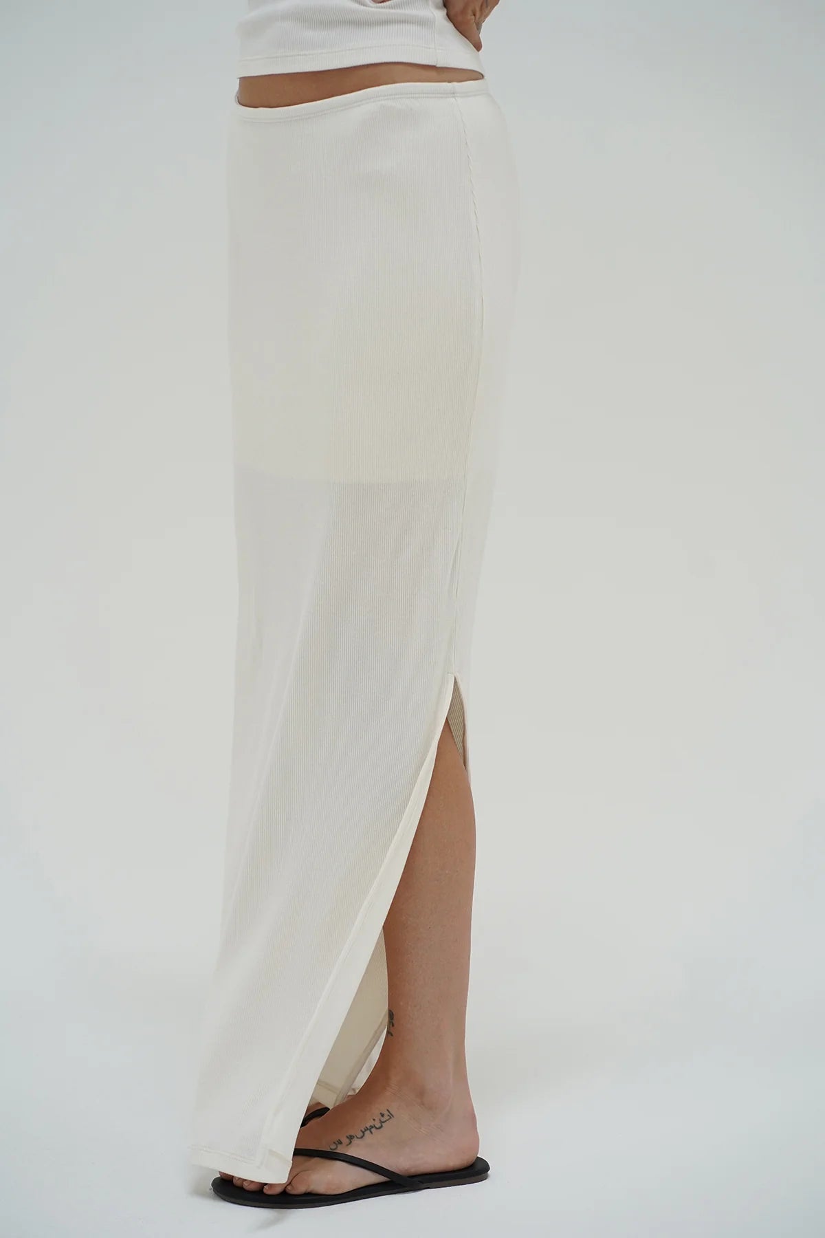 Steph Ribbed Skirt | Whisper White