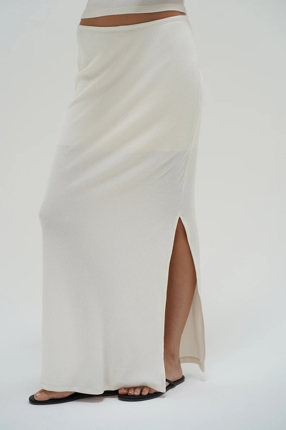 LNA | Steph Ribbed Skirt | Whisper White