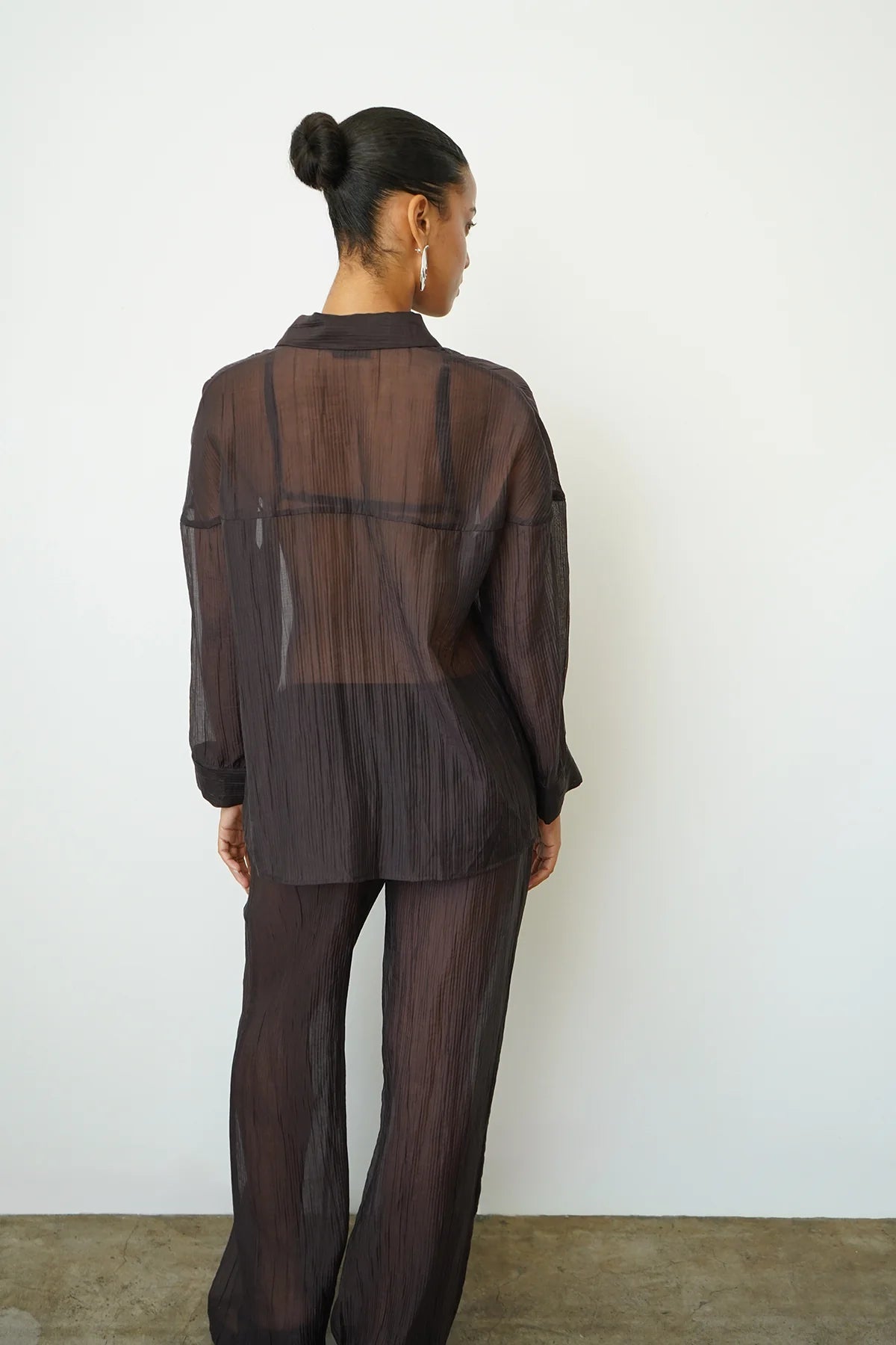 LNA Velma Sheer Pant Chocolate Black