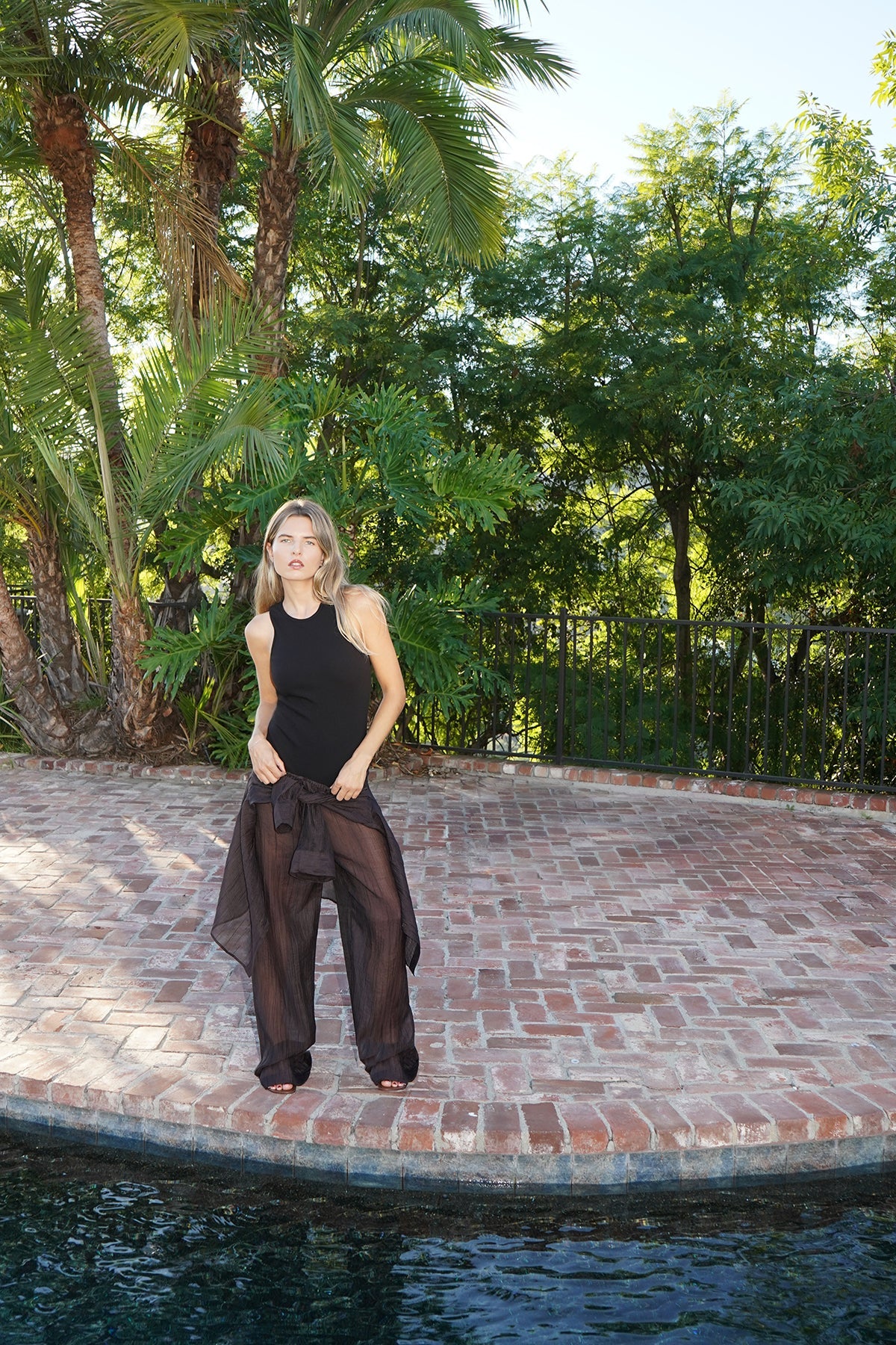 LNA Velma Sheer Pant Chocolate Black