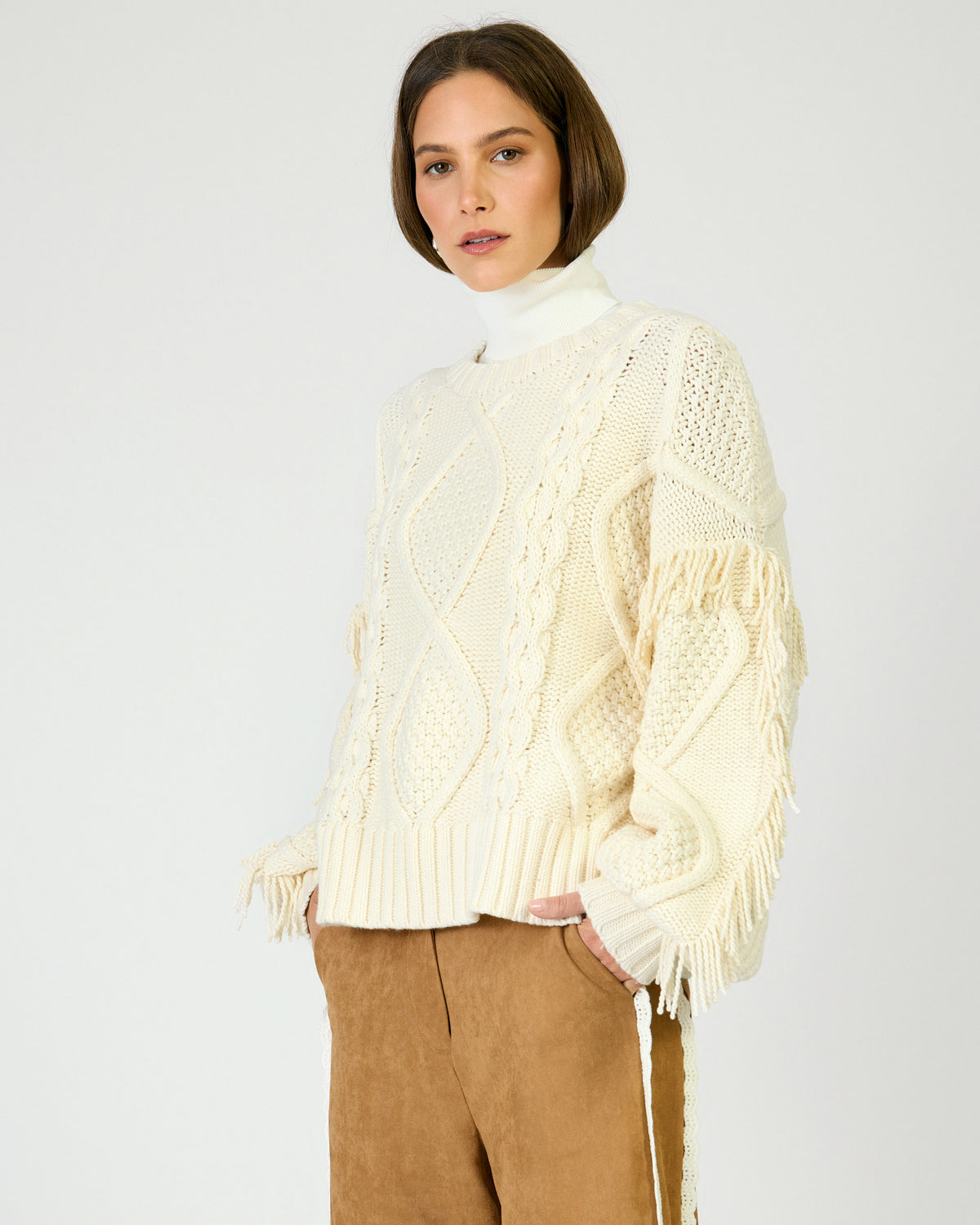 Line & Dot Sloane Cream Fringe Sweater
