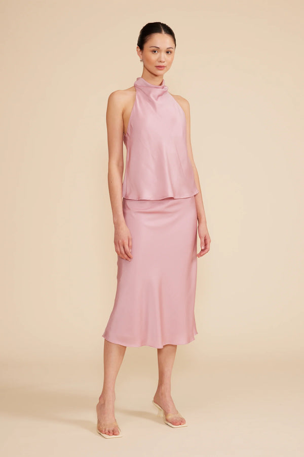Bowie Cowl Neck Top | Rose Pink