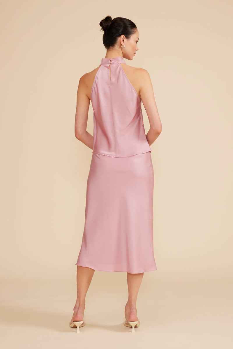 Bowie Cowl Neck Top | Rose Pink