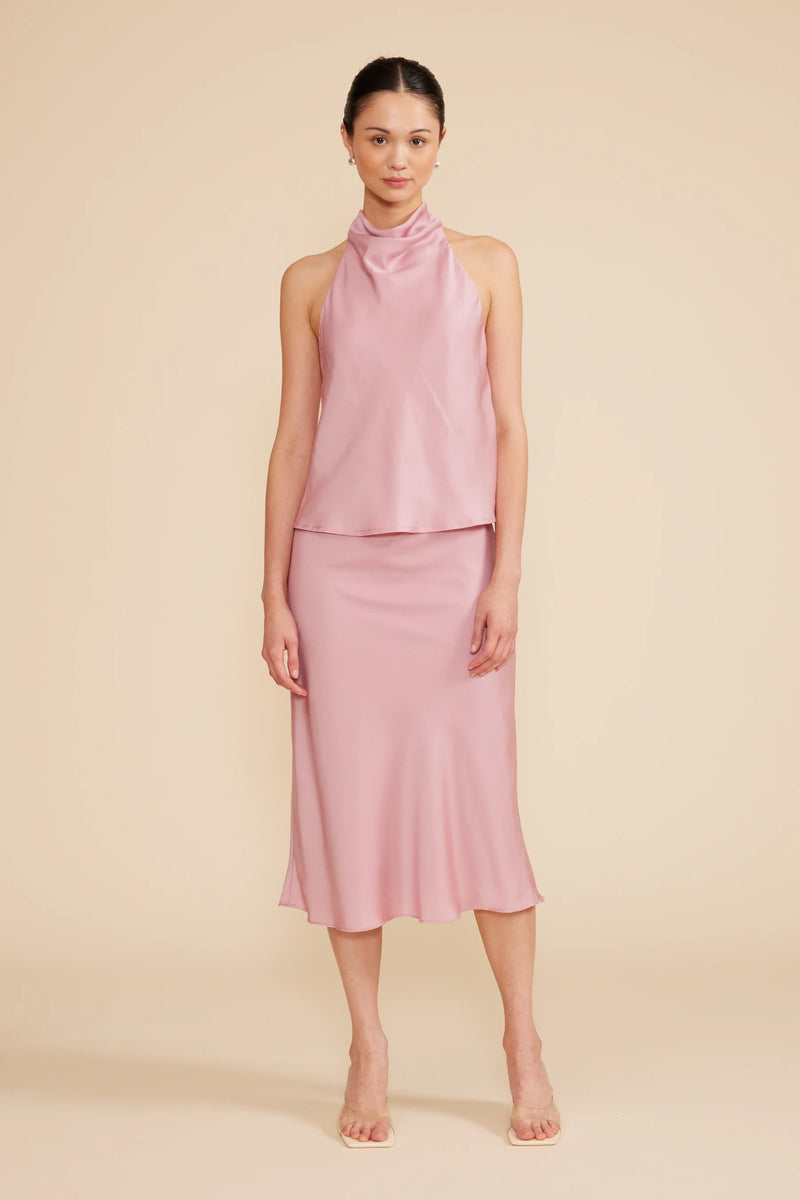 Bowie Cowl Neck Top | Rose Pink