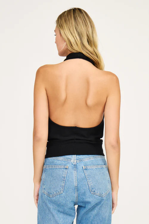 Lucy Paris Cali Twist Black Halter Top