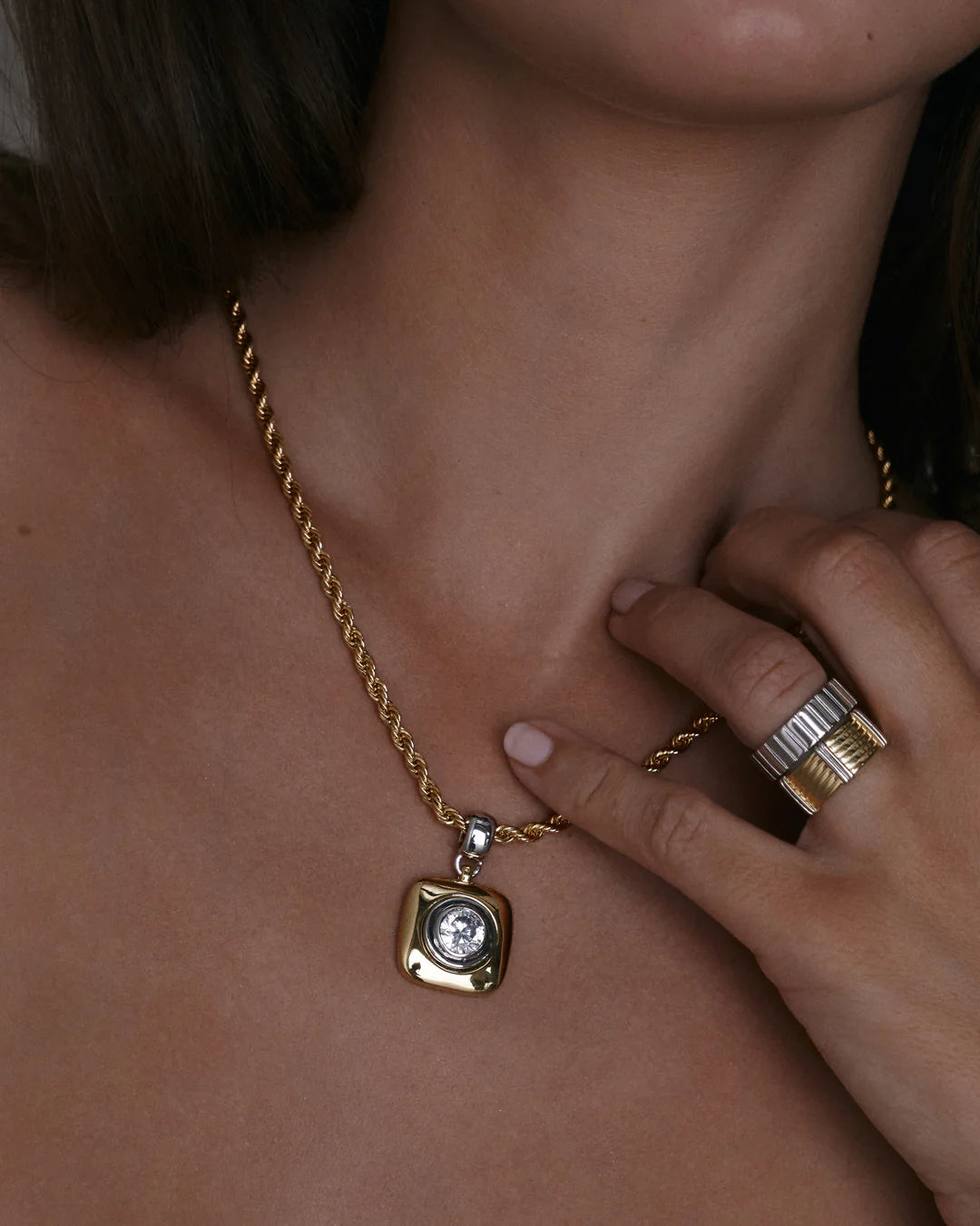 LUV AJ The Luna Bezel Ring Set