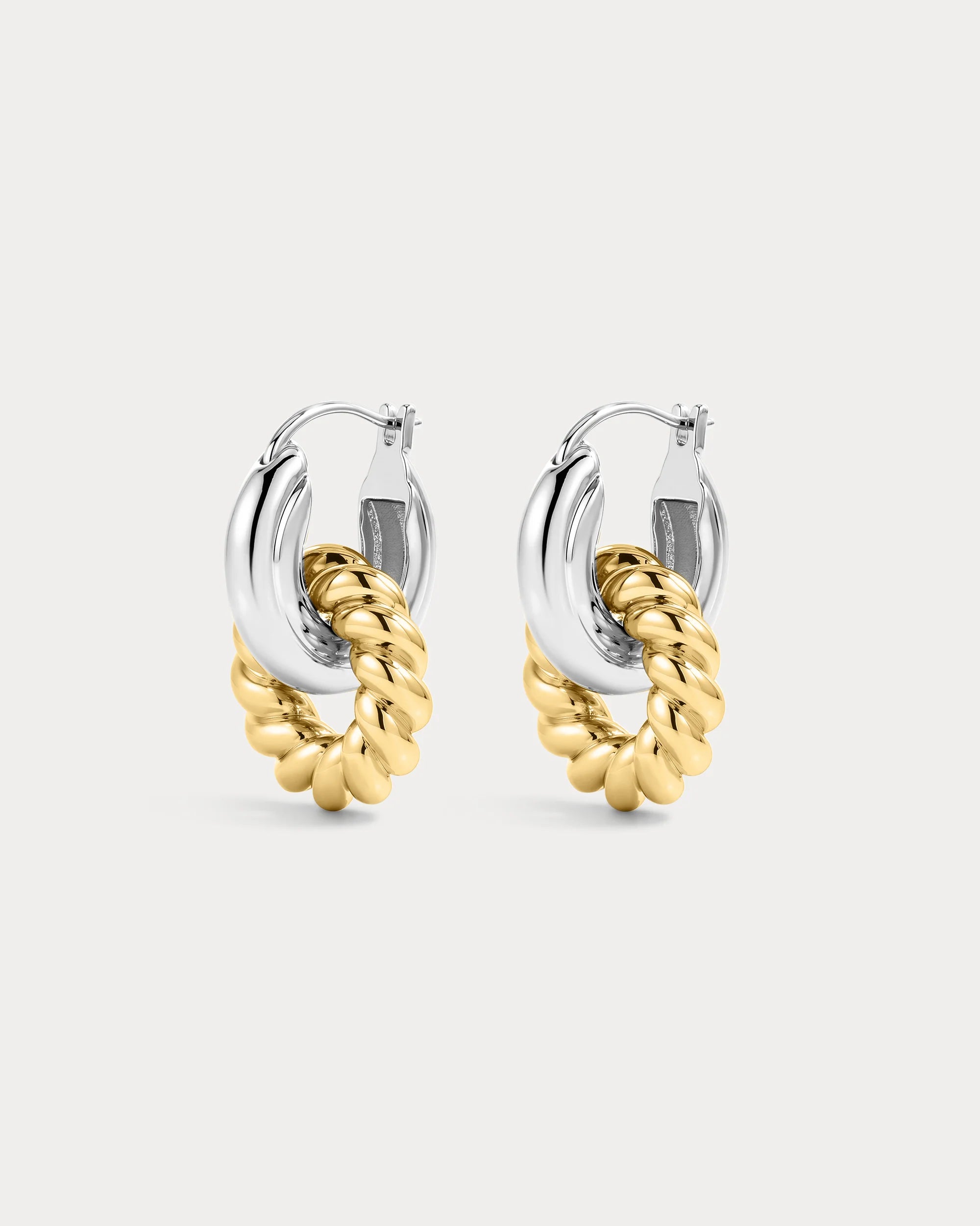 LUV AJ Two-Tone Rope Interlock Hoop Earrings