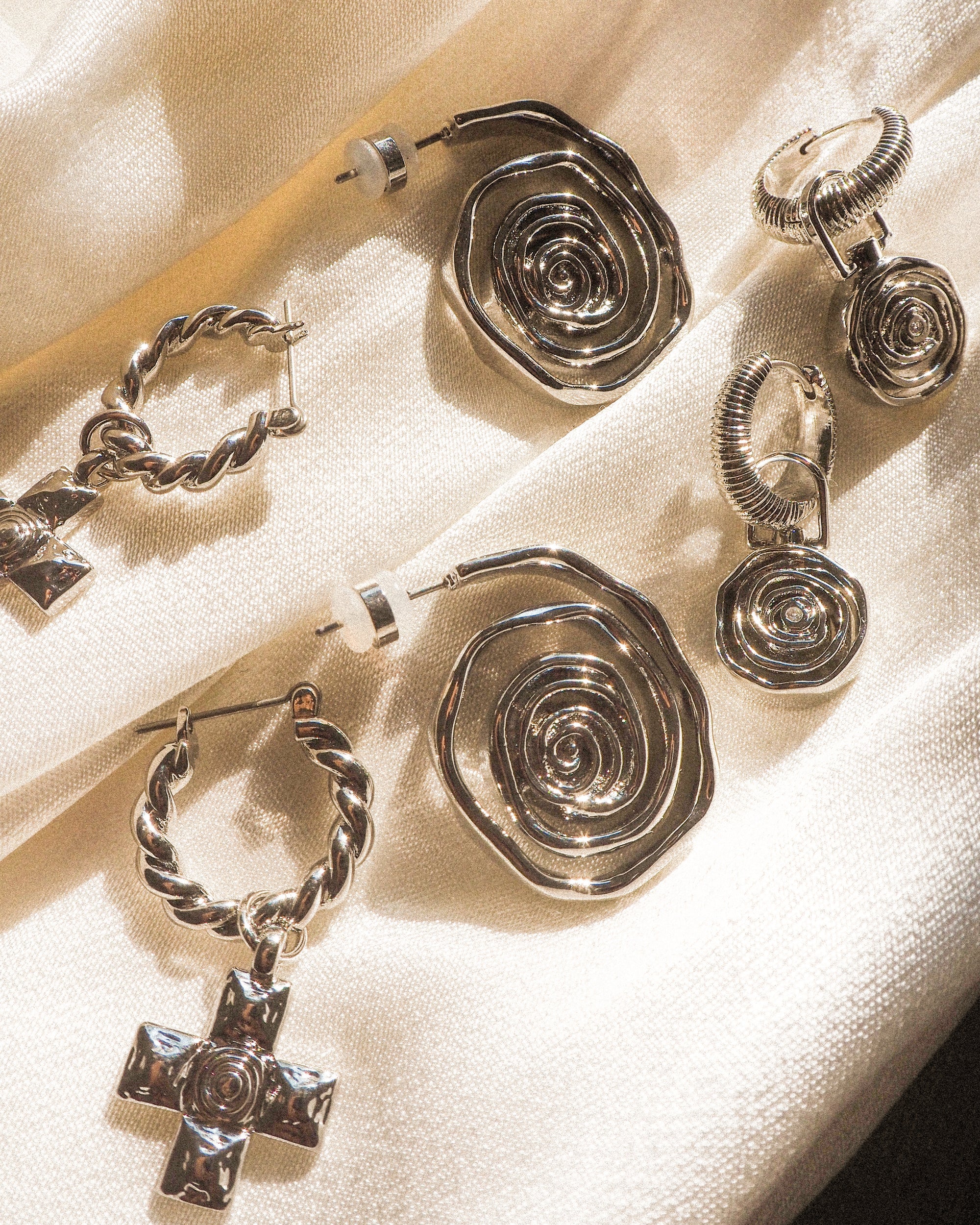 LUV AJ | Rosette Coil Charm Hoop Earrings