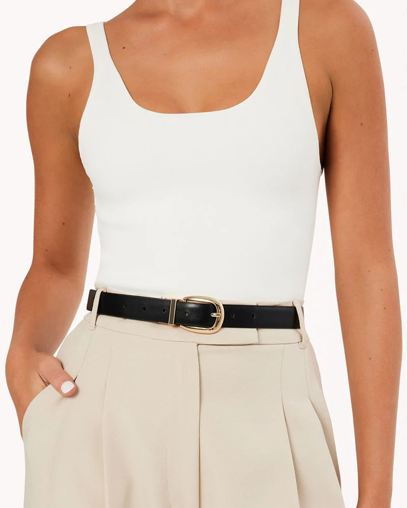 Billini Caroline Reversible Belt Dark Cacao Black Shine