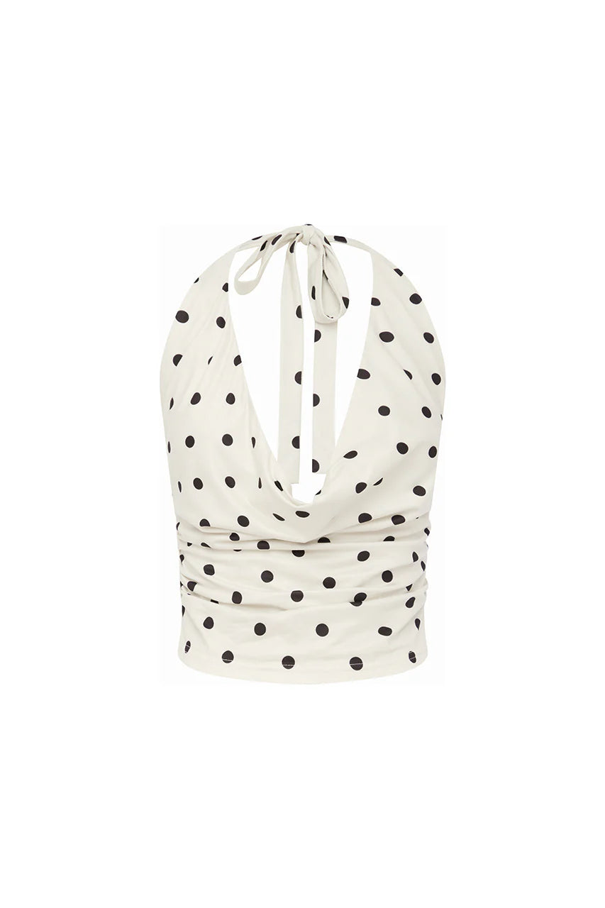 Melody Halter Polka Dot Cowl Neck Top