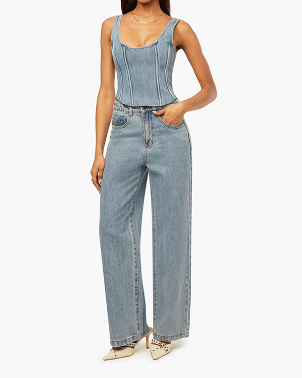 WeWoreWhat Wide Leg Denim Pants