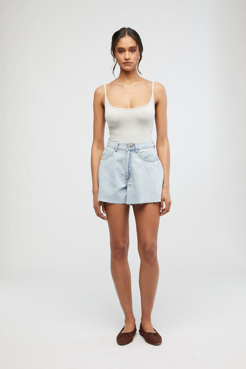 FINAL SALE WeWoreWhat | Scoop Cami Bodysuit | Heather Grey