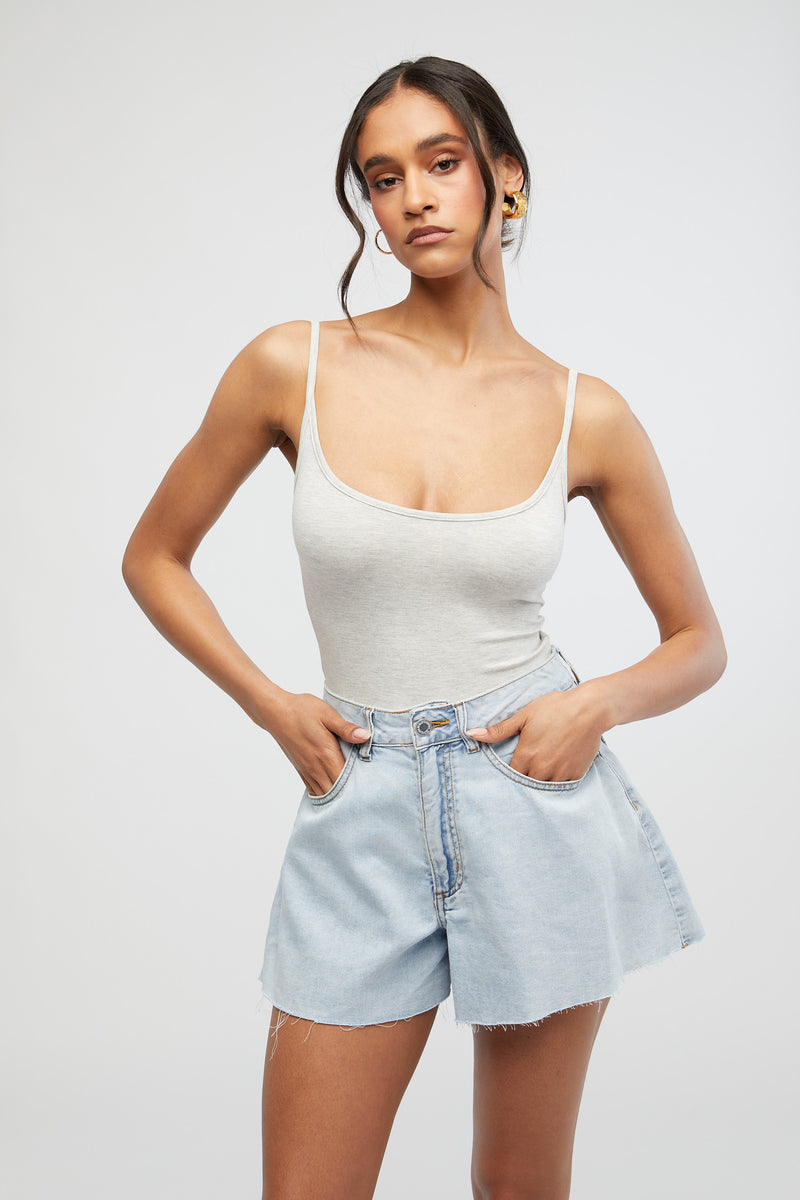 WeWoreWhat | Scoop Cami Bodysuit | Heather Grey