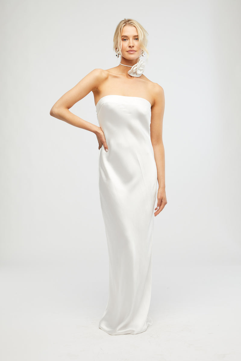 FINAL SALE WeWoreWhat | Strapless Silky Maxi Dress | White